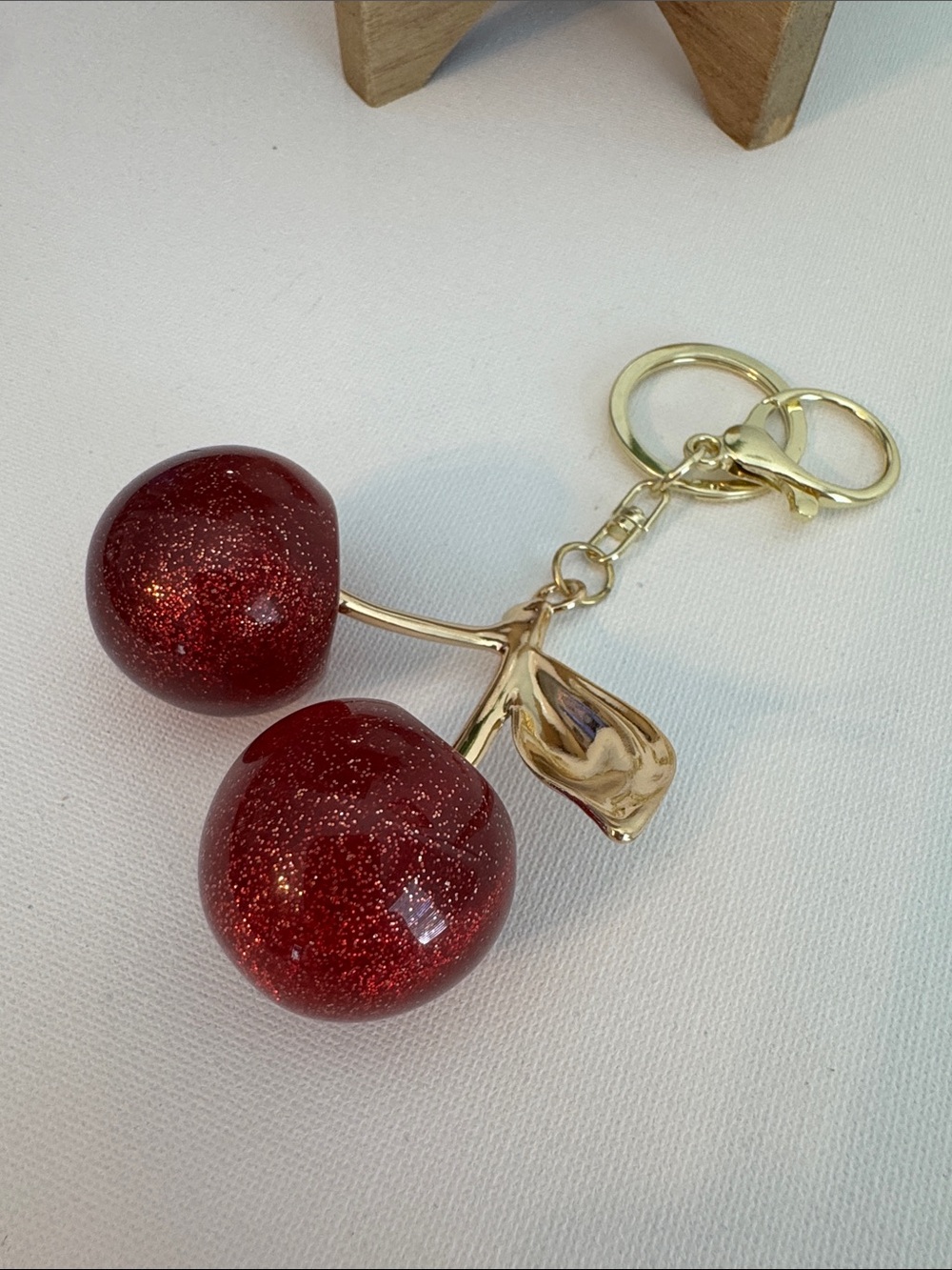 Red Cherry Keychain Bag Charm Key Holder